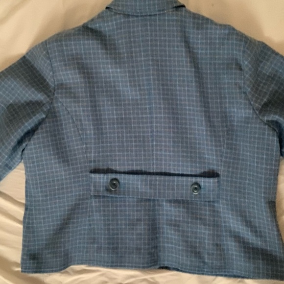 Women’s Plus Size Blue Checkered Jacket - Picture 2 of 4